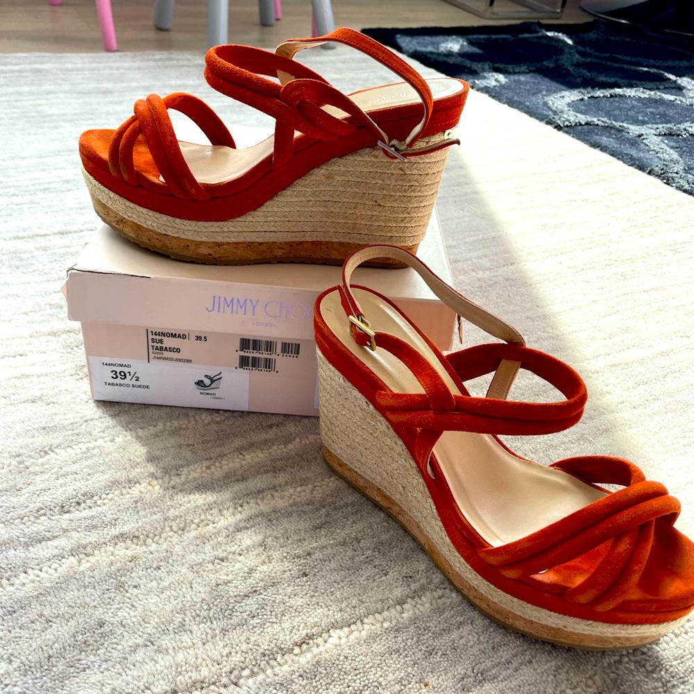 Suede, Wedge (4.5 inch), Tabasco, Jimmy Choo